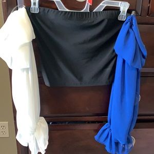 Black/white/royal blue crop top